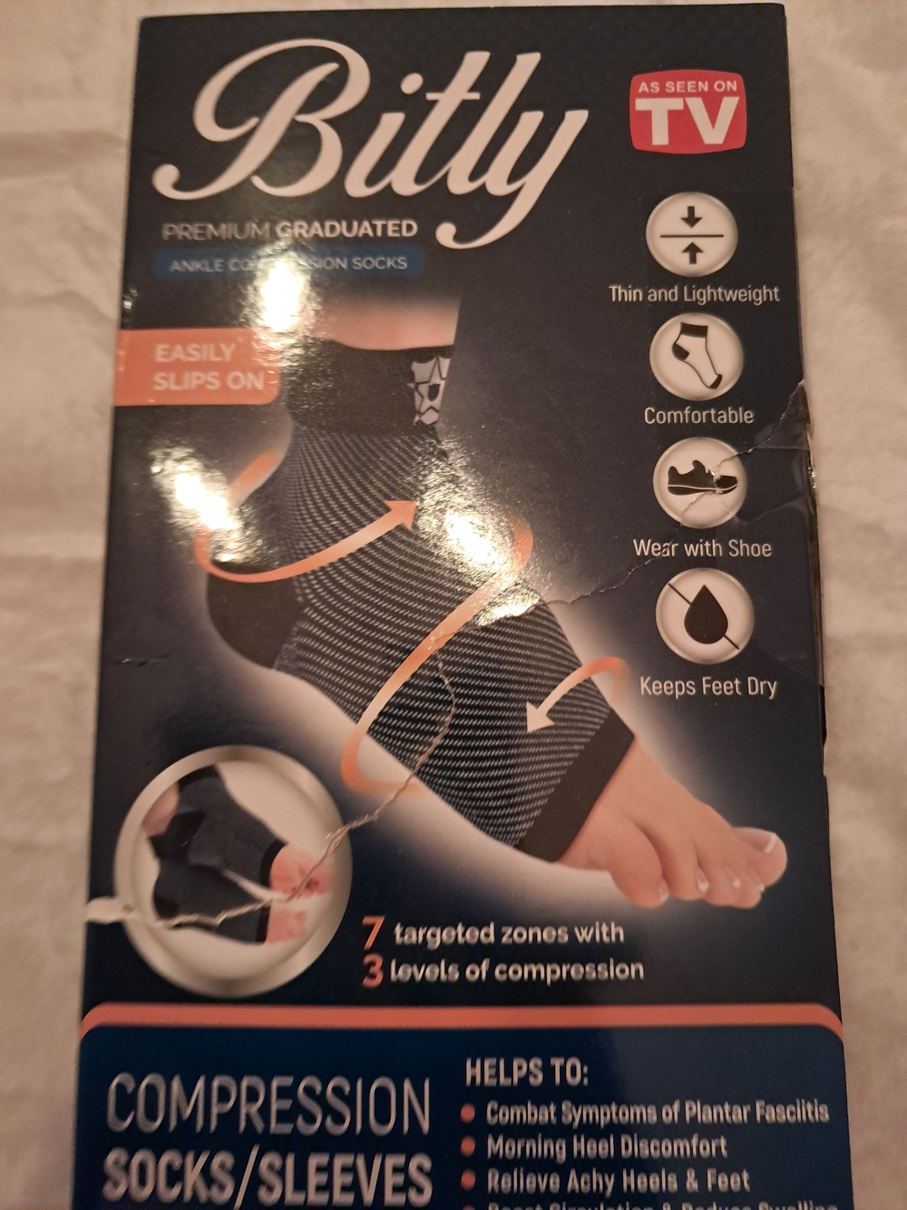 Bitly Black and Orange Graduated Compression Ankle Socks
